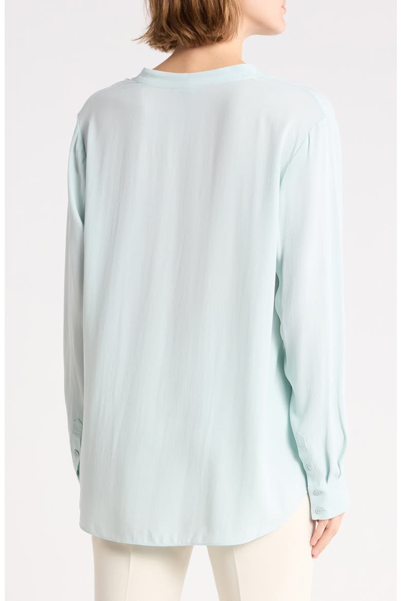 V-Neck Silk Button-Up Shirt, Alternate, color, CLEAR WATER