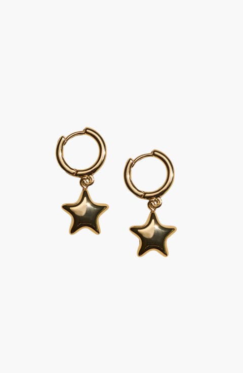 Waterproof Puffy Star Huggie Earrings