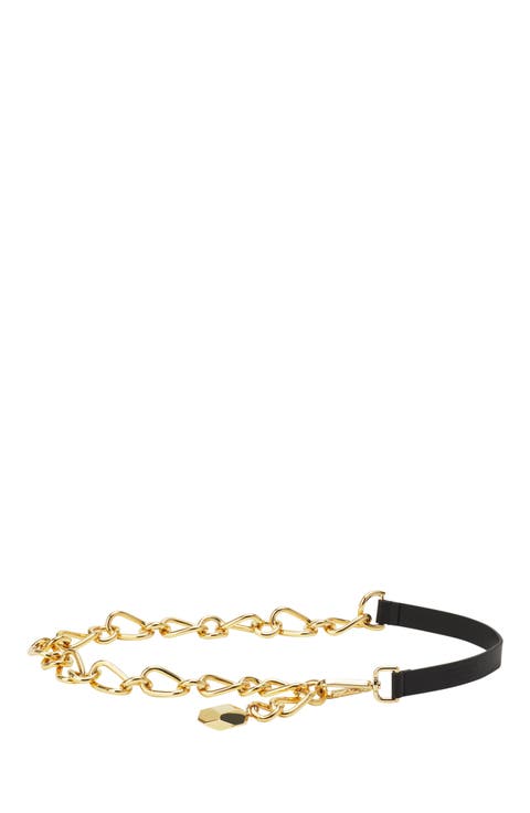 Catch By Lanvin Leather And Metal Chain Belt