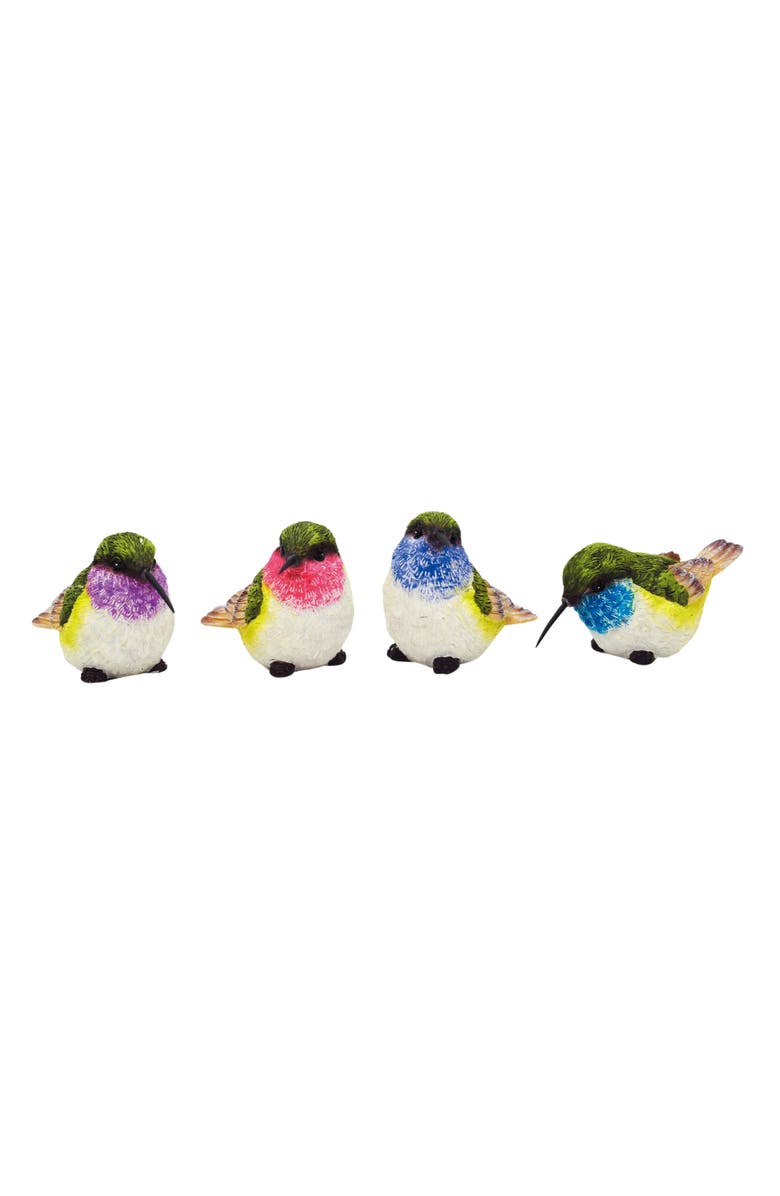 Transpac Small Resin Hummingbird Figurine Set of 4 Spring Home Decorations for Summer Decor and Decorative Objects, Main, color, Multicolored