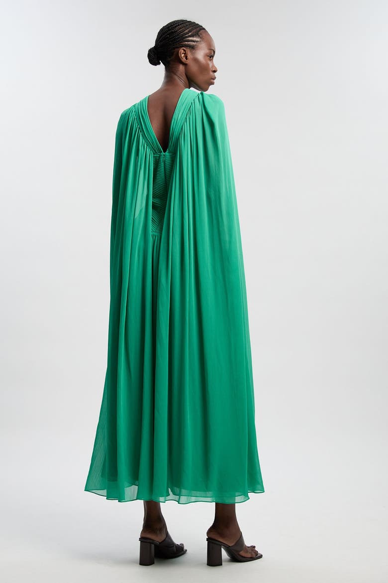 Halter Cape Maxi Dress, Alternate, color, Green