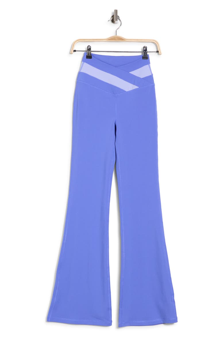 Lux Anya Crossover Colorblock Flared Leggings, Alternate, color, PERLA BLUE