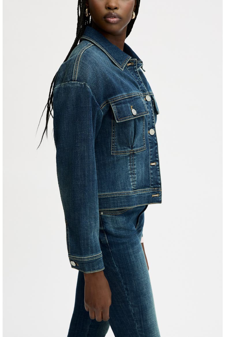 Cinch Waist Denim Jacket, Alternate, color, BOZEMAN MED WASH