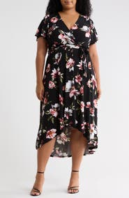 WEST K Flutter Sleeve High Low Dress