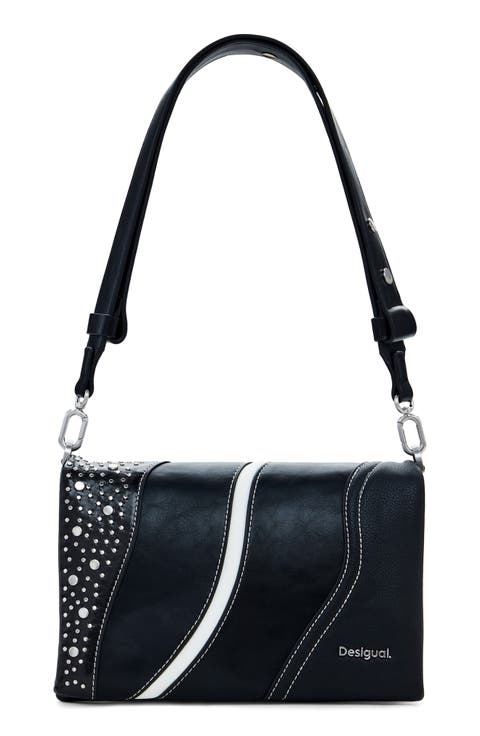 Rivet Detail Faux Leather Crossbody Bag