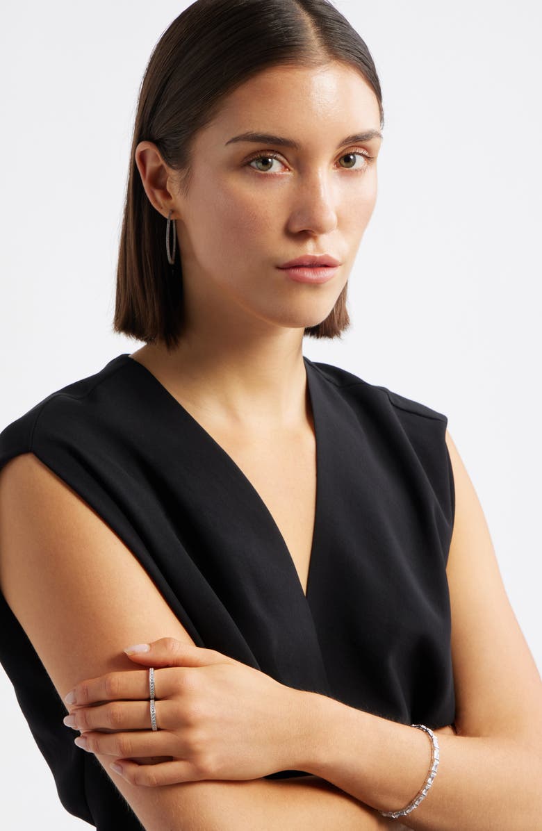 Nordstrom Set of 2 Cubic Zirconia Rings, Alternate, color, Platinum Plated