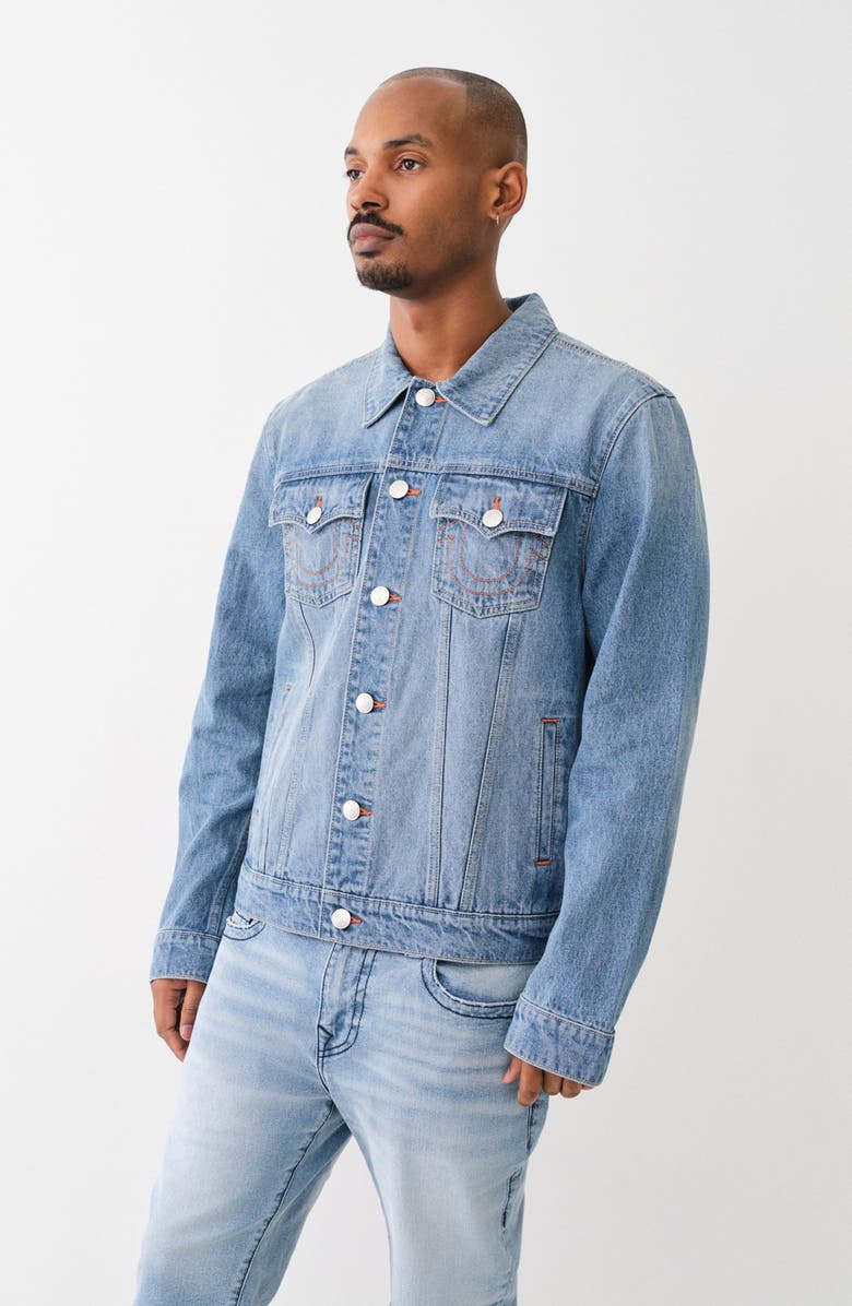 True Religion Jesse Denim Trucker Jacket, Alternate, color, Medium Golden Wash