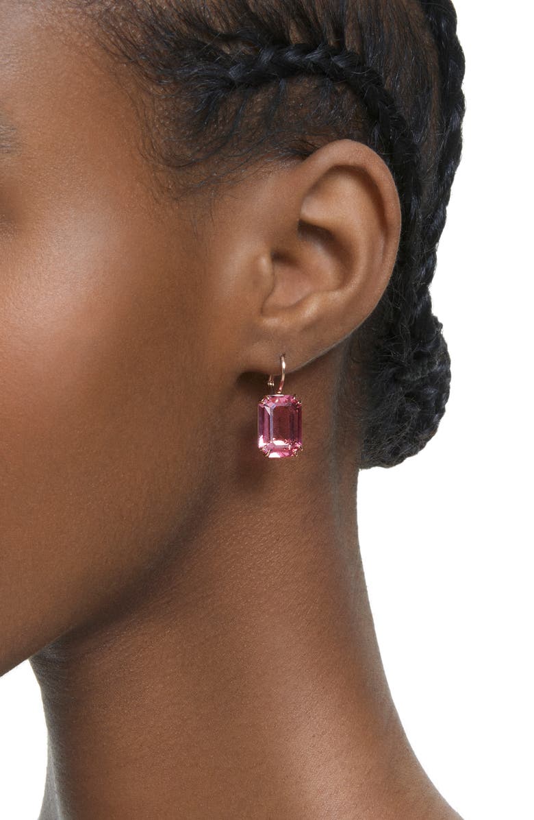 Swarovski Millenia Octagon Crystal Drop Earrings, Alternate, color, Pink