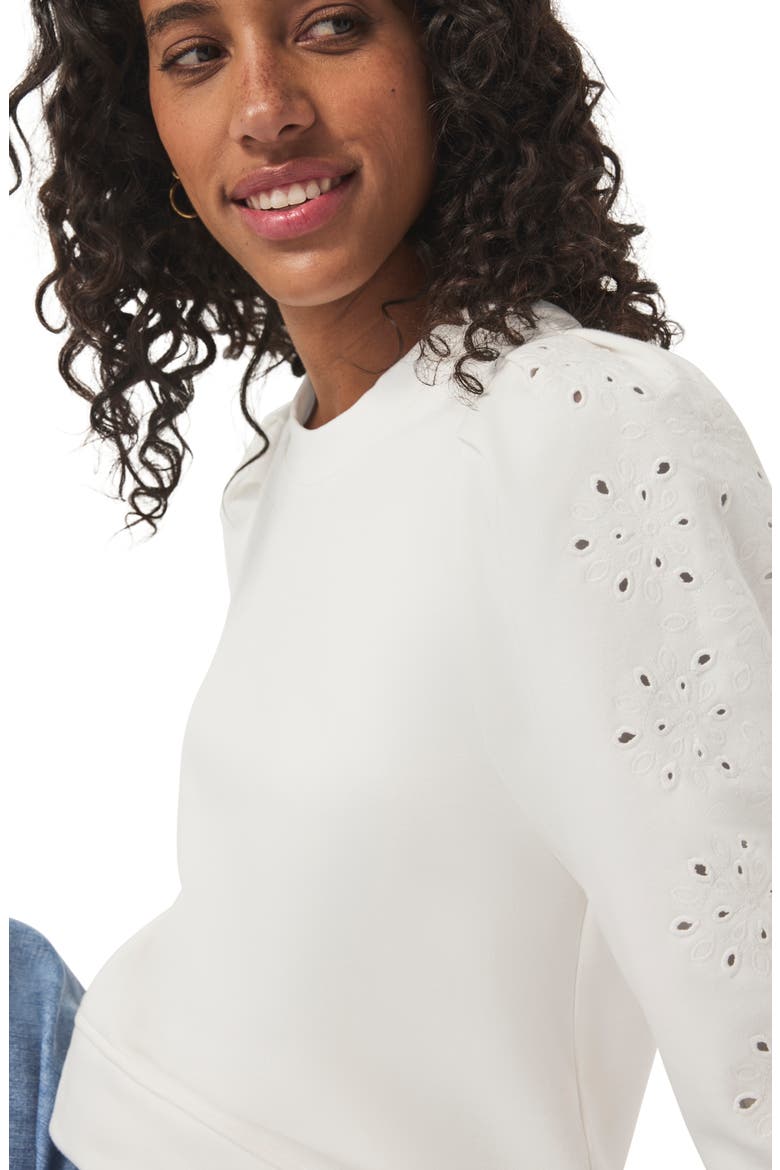 Rory Embroidered Eyelet Sleeve Sweatshirt, Alternate, color, MOONSTONE