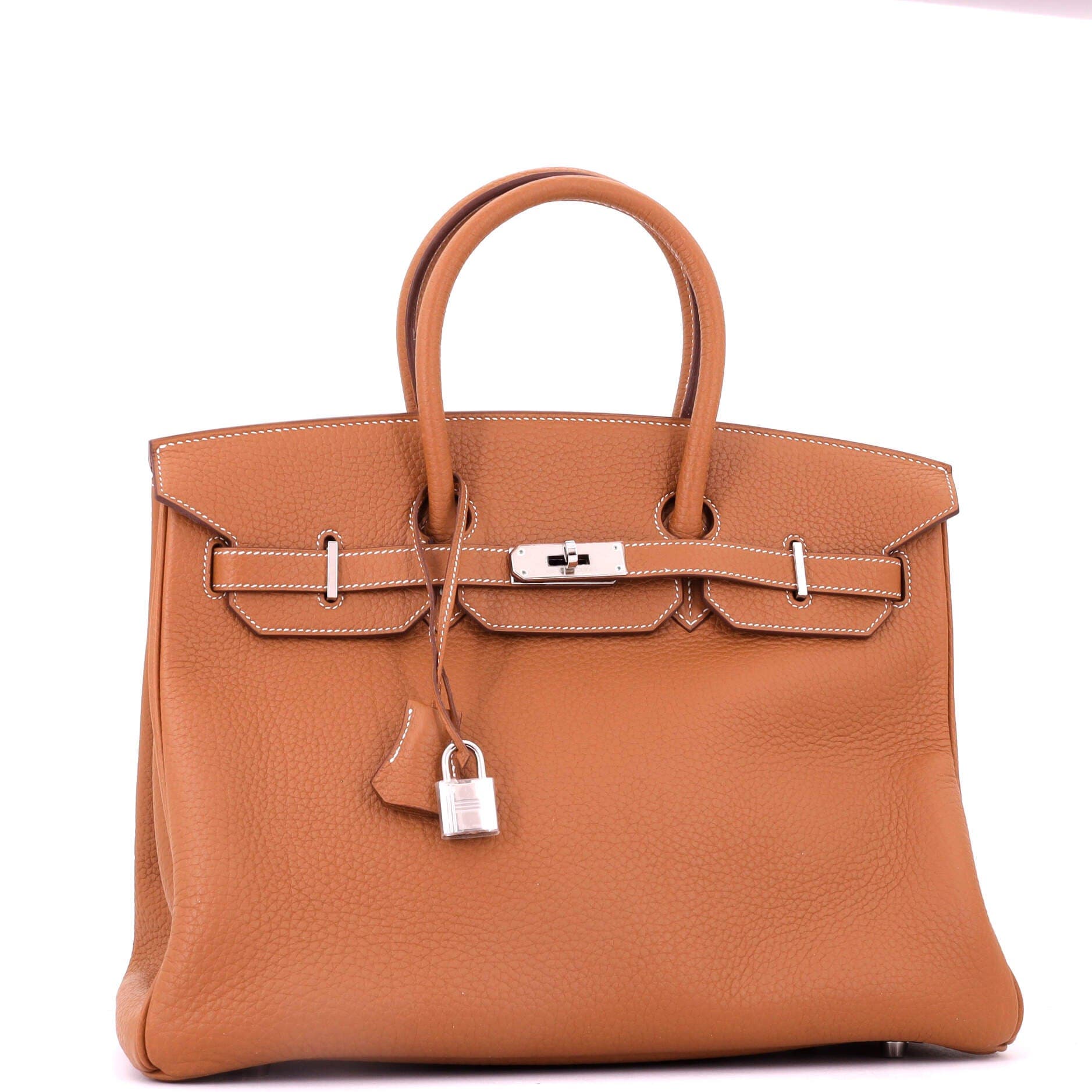 Birkin Handbag Brown Fjord with Palladium Hardware 35, Alternate, color, Metallic Gold