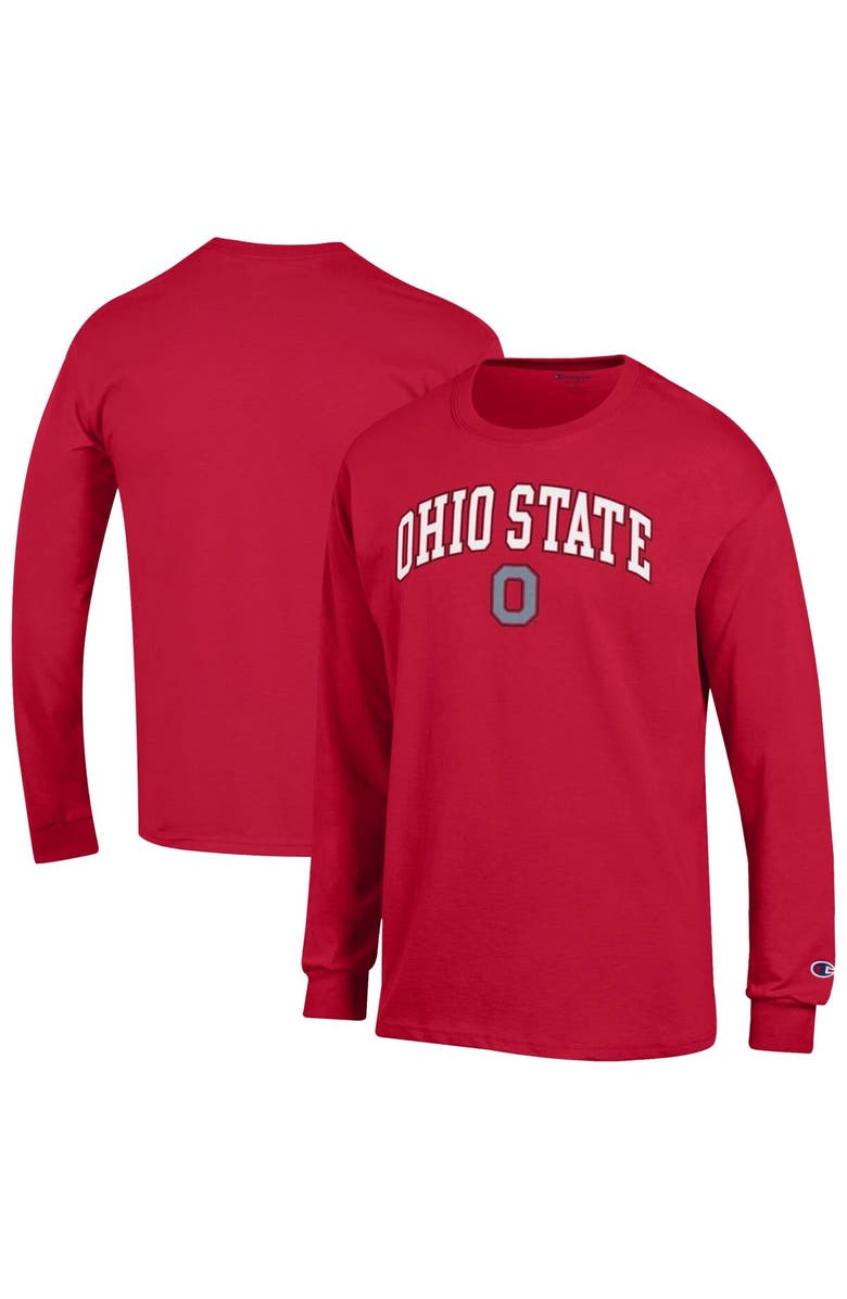Champion Men's Champion  Scarlet Ohio State Buckeyes Arch Over Logo Long Sleeve T-Shirt, Main, color, Scarlet