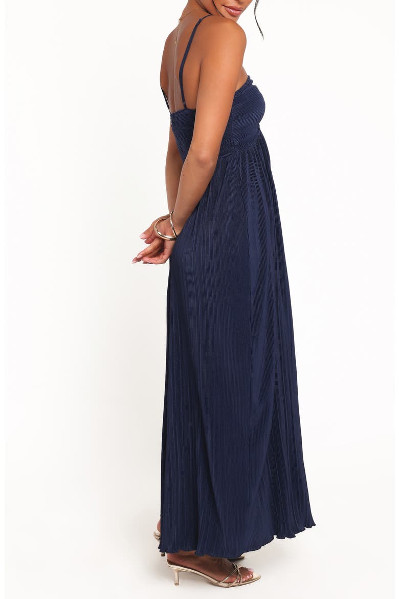 Polly Pleated Sleeveless Midi A-Line Dress, Alternate, color, NAVY