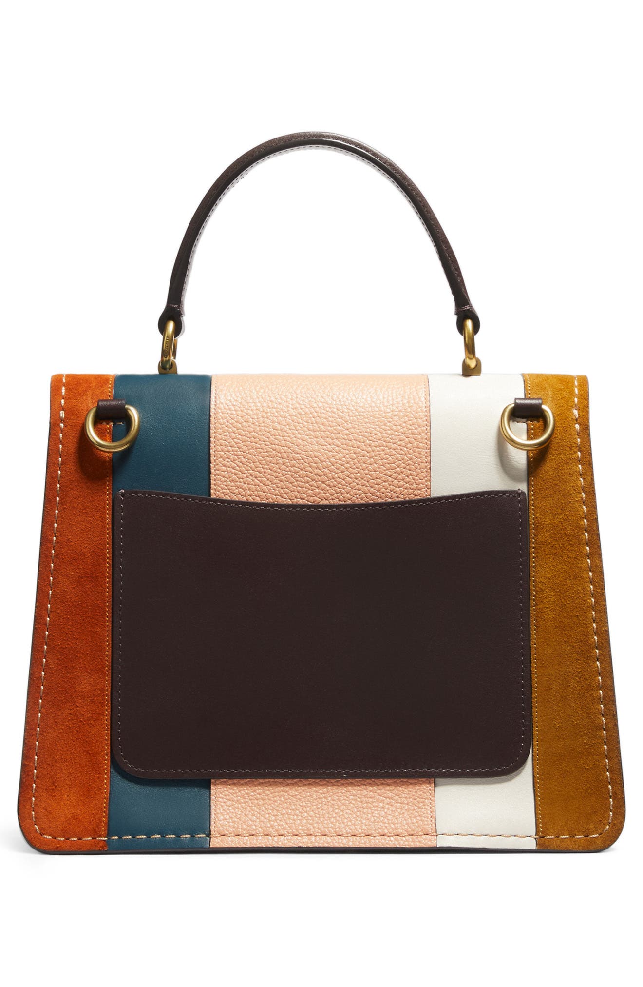COACH Parker Colorblock Stripe Leather Shoulder Bag, Alternate, color, 