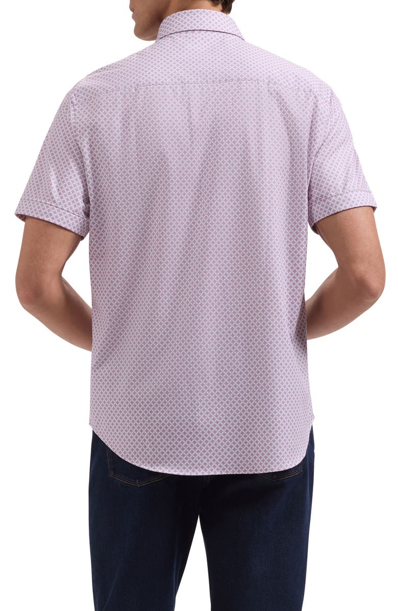 Bugatchi Miles OoohCotton<sup>®</sup> Floral Short Sleeve Button-Up Shirt, Alternate, color, Dusty Pink