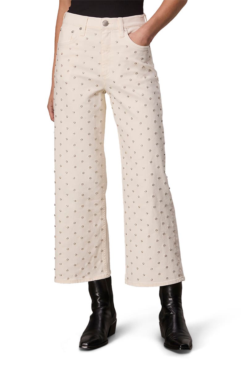 rag & bone Andi Imitation Pearl Studded High Waist Ankle Wide Leg Jeans, Main, color, 