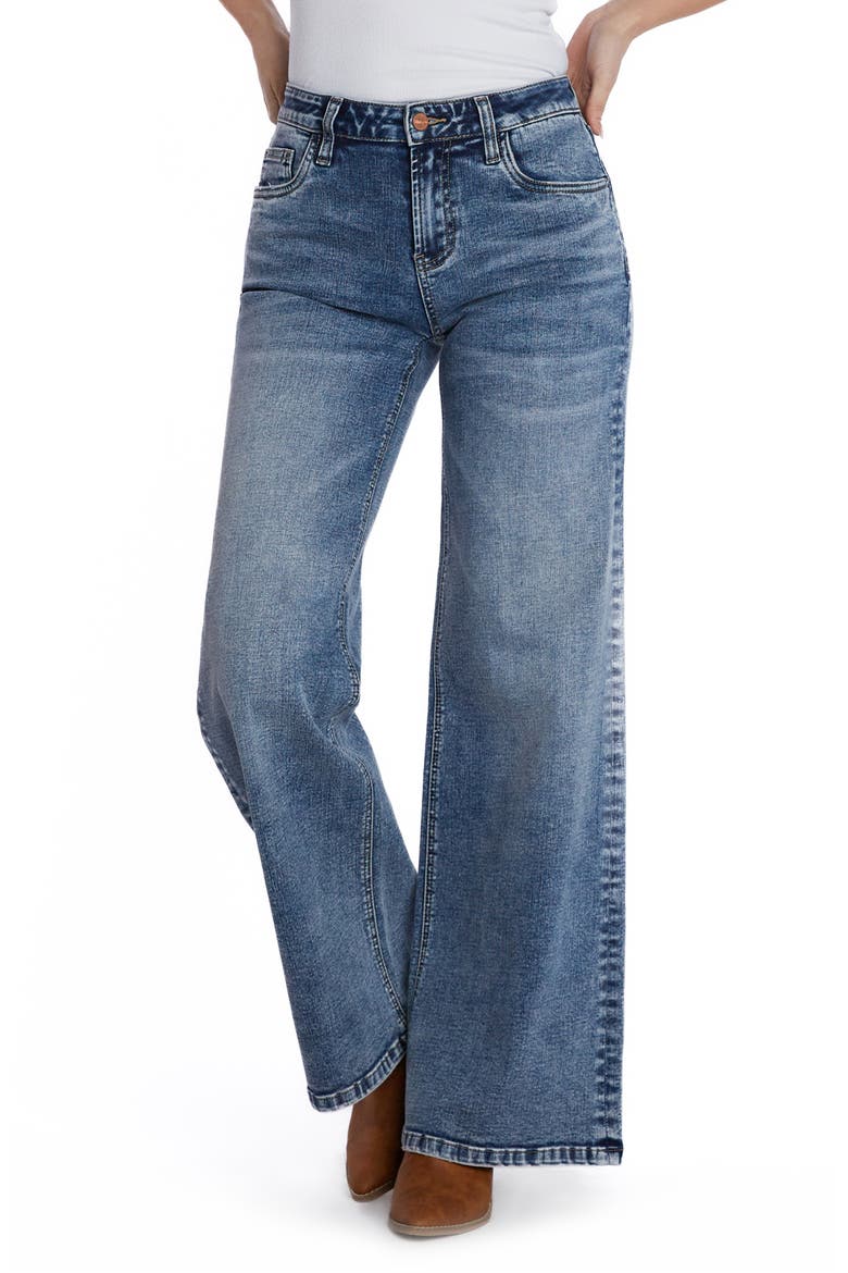 High Waist Wide Leg Jeans, Main, color, SUNWASHED BLUE