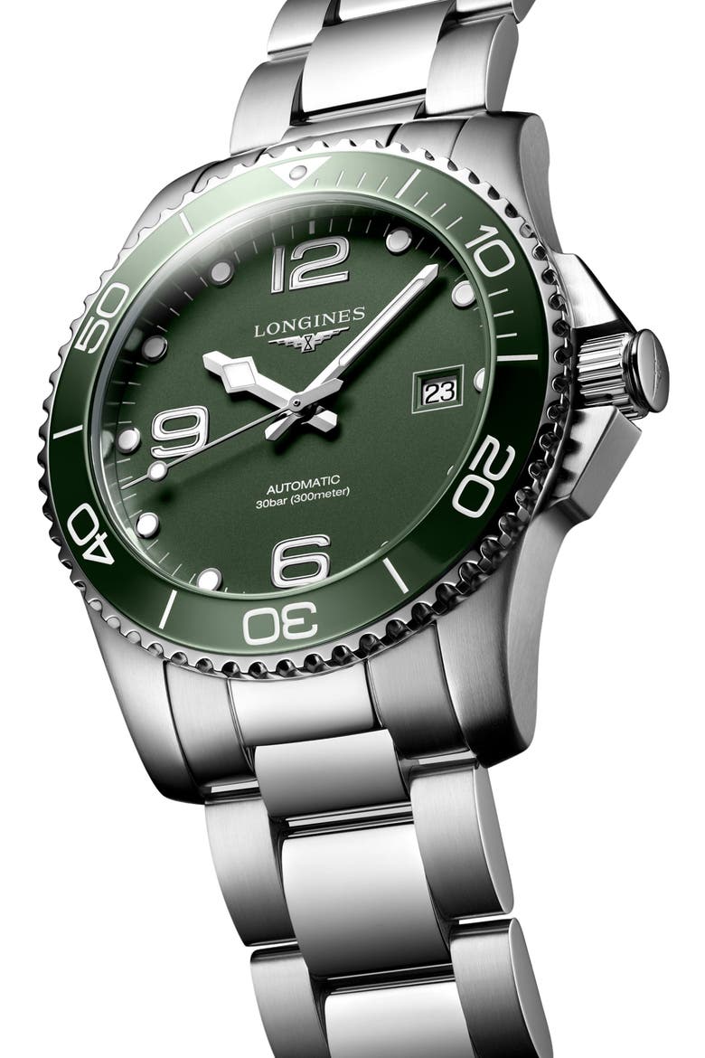HydroConquest Automatic Bracelet Watch, 41mm, Alternate, color, GREEN