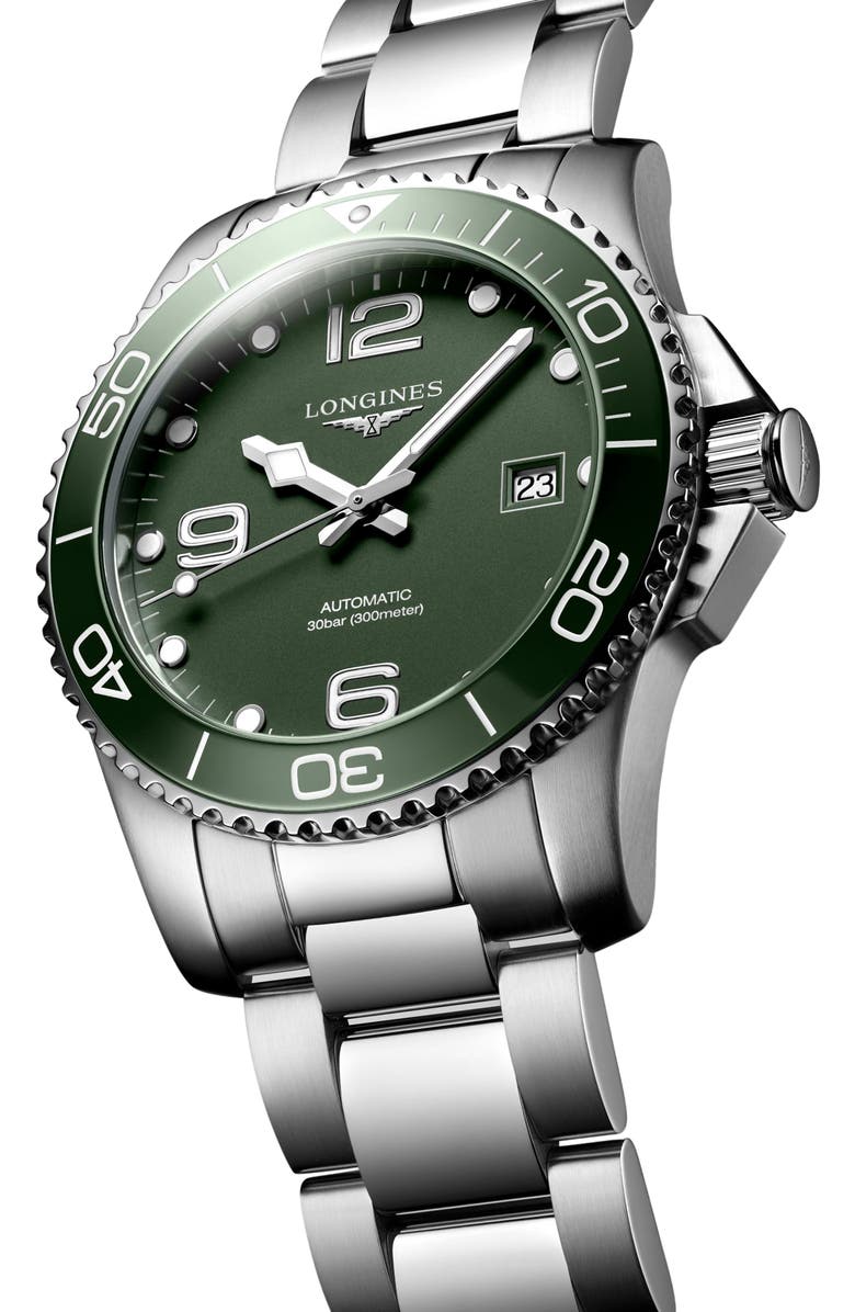 Longines HydroConquest Automatic Bracelet Watch, 41mm, Alternate, color, Green/ Silver