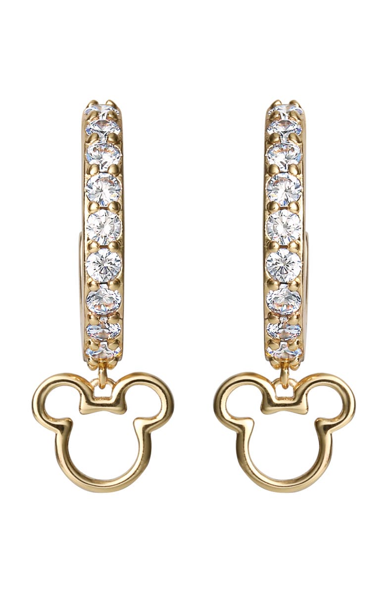 Disney Mickey Mouse Cubic Zirconia Hoop Earrings, Alternate, color, Gold