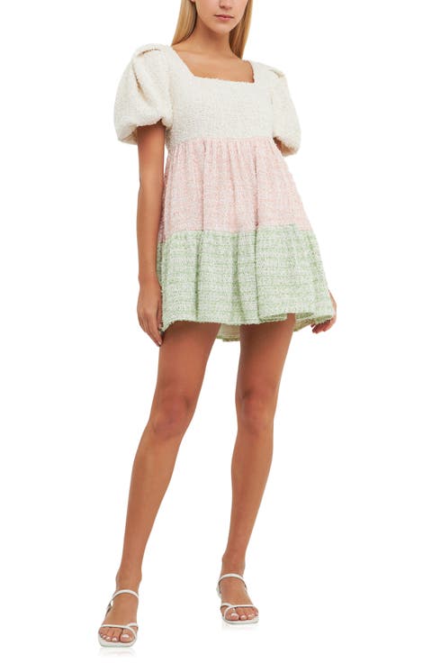 Colorblock Tweed Minidress