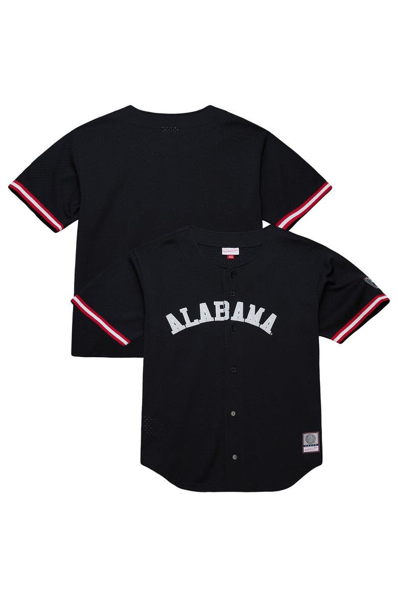 Men's Mitchell & Ness Black Alabama Crimson Tide On The Clock Full-Button Fashion Jersey, Main, color, Black