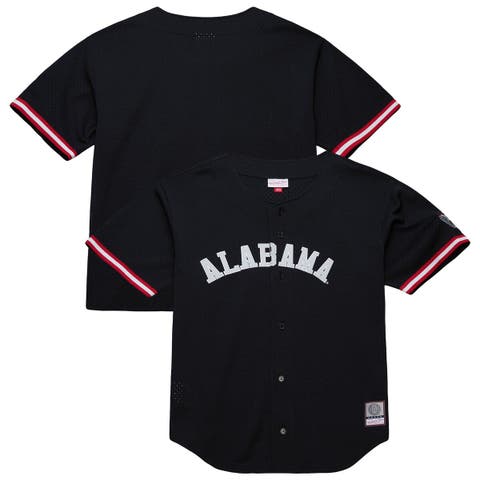 Men's Mitchell & Ness Black Alabama Crimson Tide On The Clock Full-Button Fashion Jersey