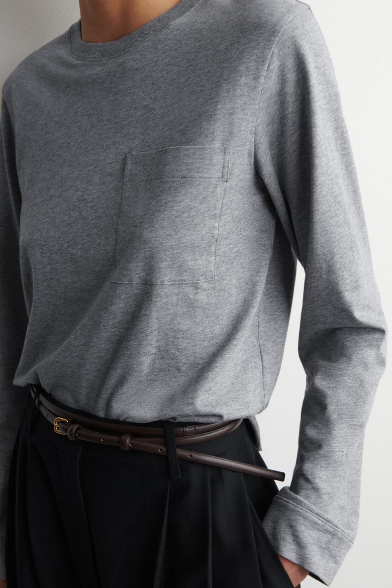 Cotton Long-Sleeved T-Shirt, Alternate, color, GRAY MÉLANGE