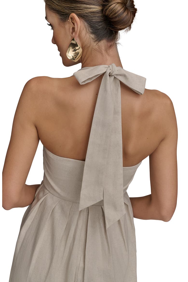 Pleated Halter Sundress, Alternate, color, NATURAL