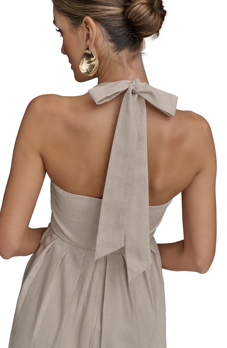 Donna Karan New York Pleated Halter Sundress, Alternate, color, Natural