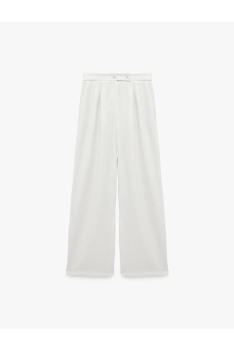 Linen Blend Mid Rise Tailored Wide Leg Pants, Alternate, color, ECRU