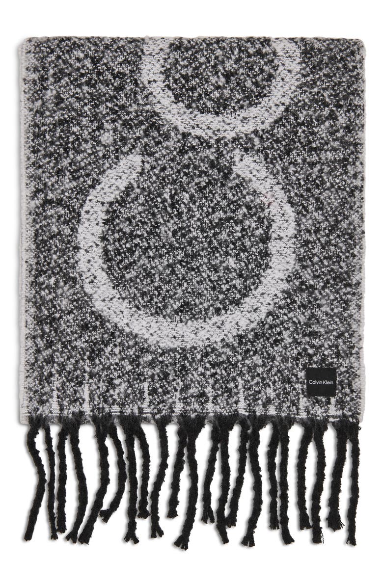 Calvin Klein Logo Tweed Scarf, Alternate, color, Black