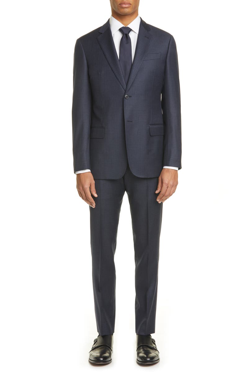 Emporio Armani G Line Trim Fit Check Wool Suit, Main, color, 