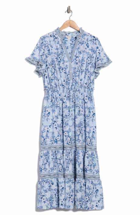 MAX STUDIO Flutter Sleeve Tiered Maxi Dress