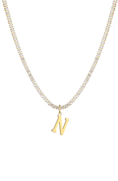Initial Charm Tennis Necklace