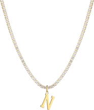 Adornia Initial Charm Tennis Necklace