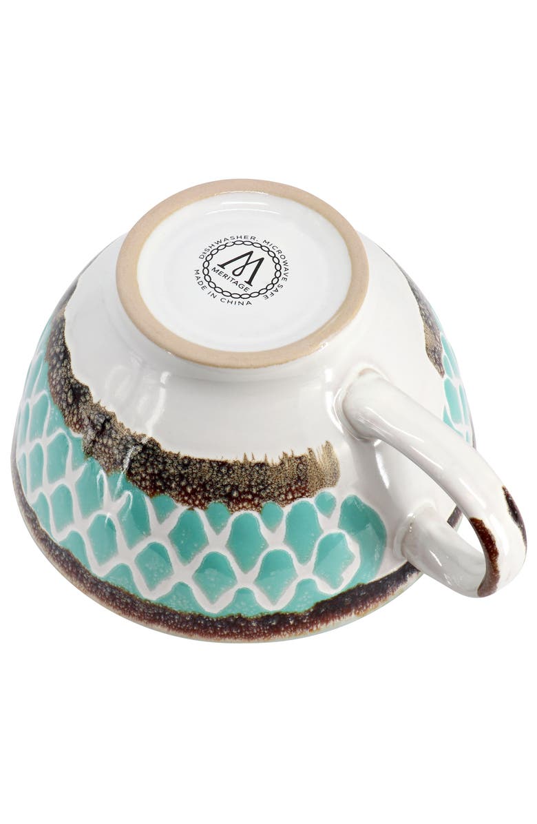 Meritage Otis 6piece 27oz Stoneware Soup Bowl with Handle Set, Alternate, color, Turquoise