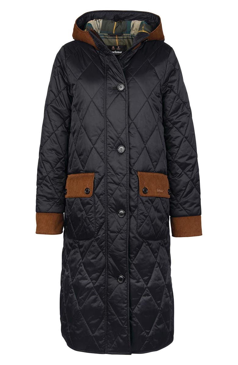 Barbour Mickley Quilted Hooded Longline Jacket, Alternate, color,