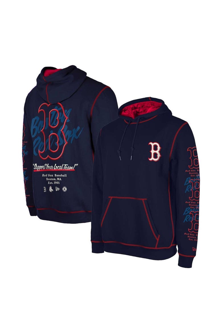 Men's New Era Navy Boston Red Sox Team Split Pullover Hoodie, Main, color, Navy