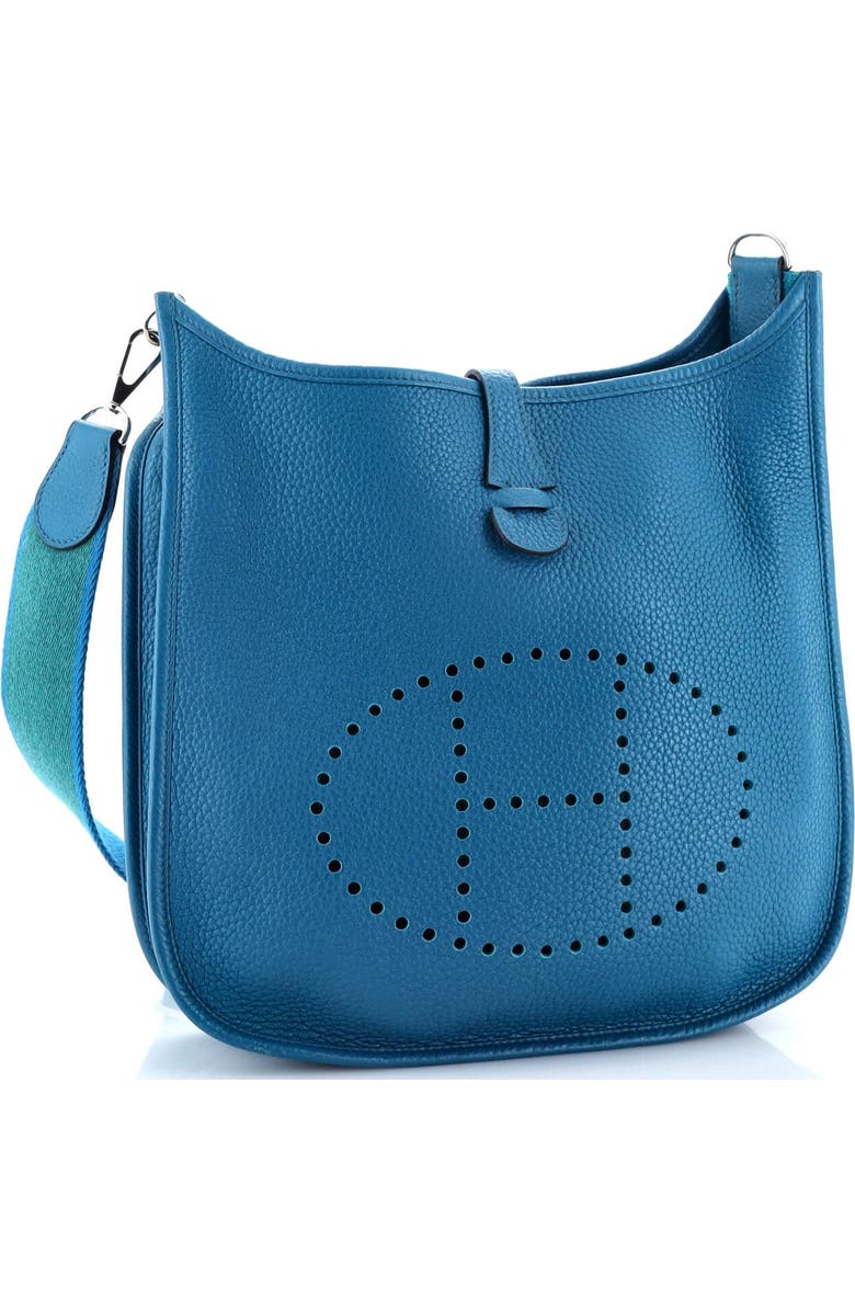 Pre-Owned Hermes Evelyne Bag Gen III Clemence PM, Alternate, color, Bleu Izmir