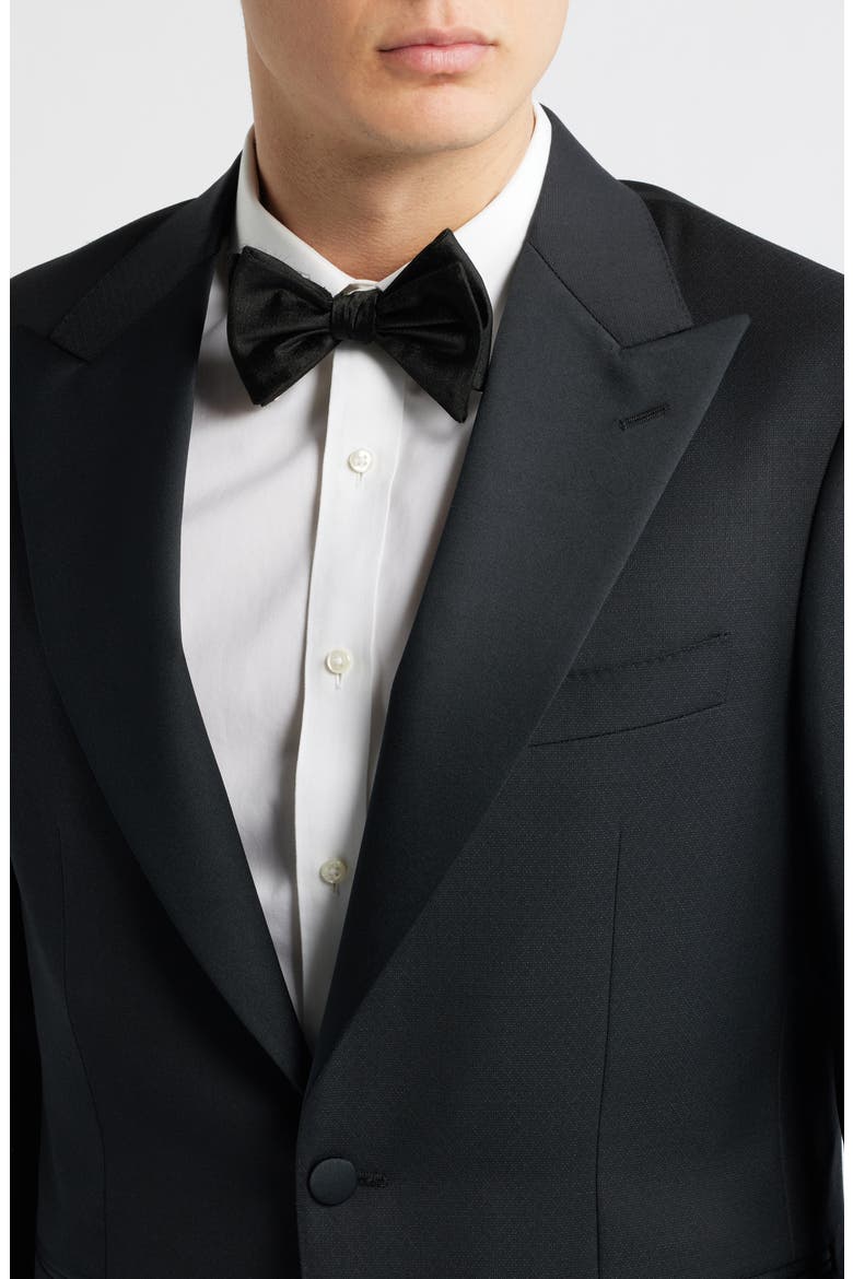 Capri Trim Fit Black Wool Peak Lapel Tuxedo, Alternate, color, BLACK