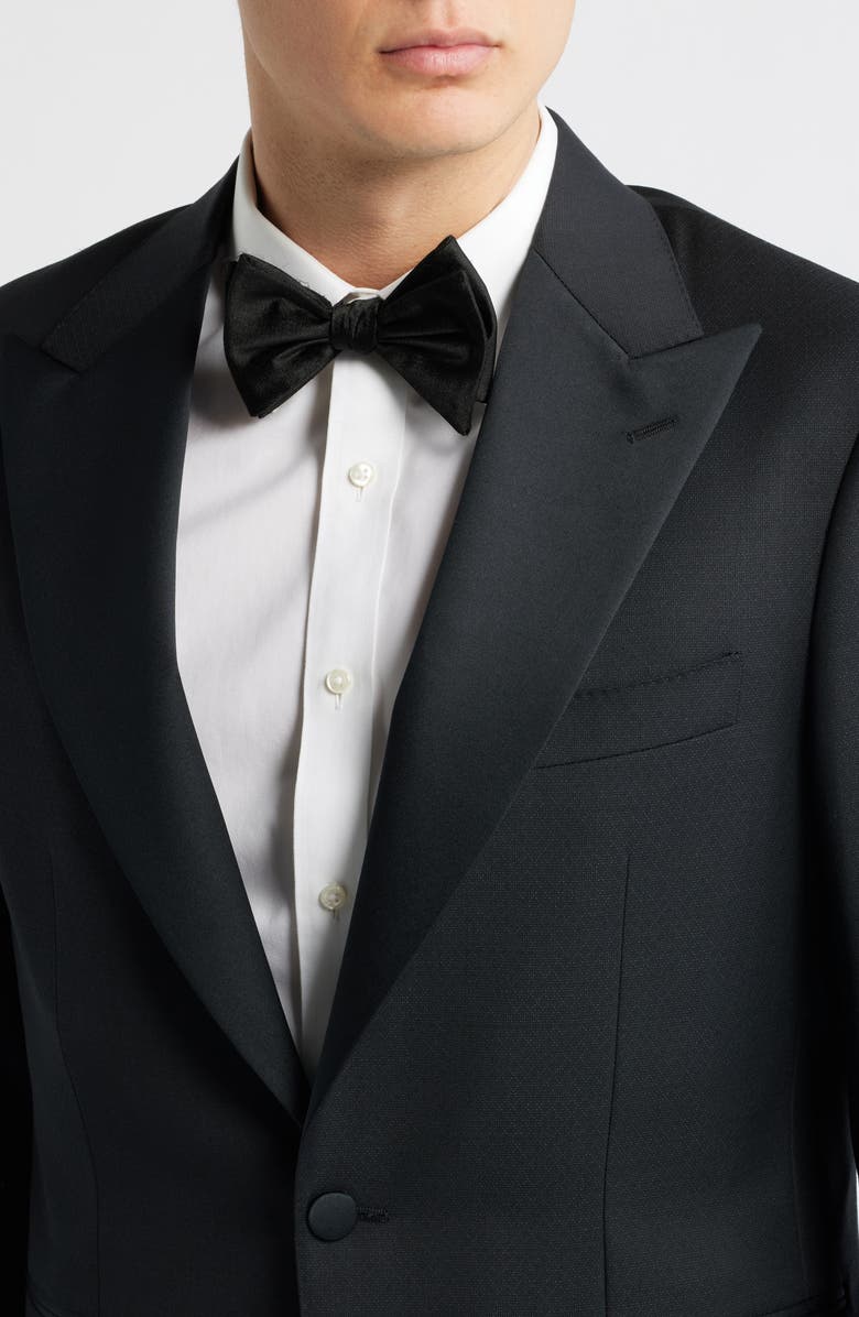 Canali Capri Trim Fit Black Wool Peak Lapel Tuxedo, Alternate, color, Black