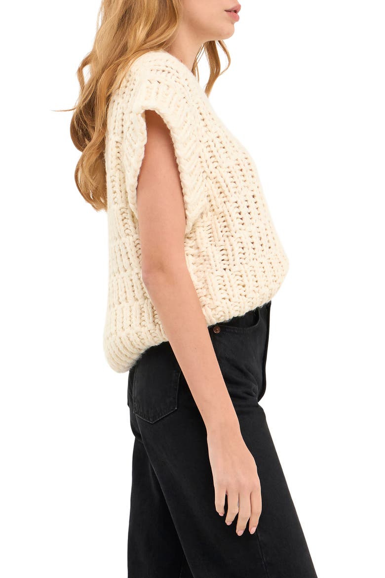 Chunky Cap Sleeve Sweater, Alternate, color, IVORY