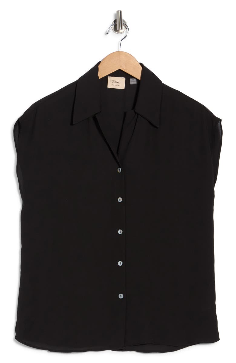 ELIE ELIE TAHARI Cap Sleeve Camp Shirt, Main, color, Black