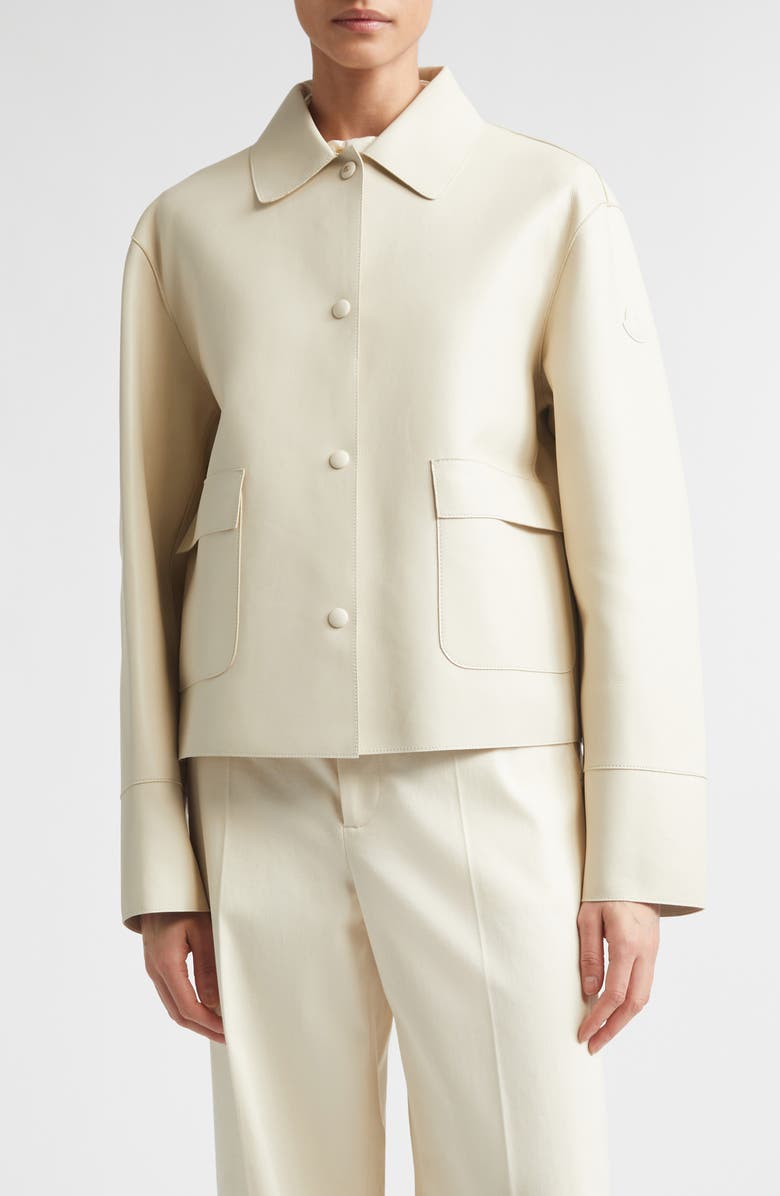 Moncler Haricot 3-in-1 Down Vest & Leather Jacket, Main, color, Neutral