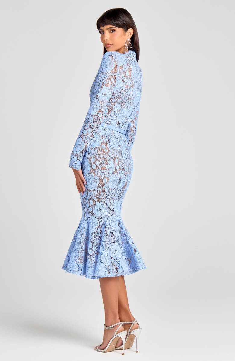 NADINE MERABI Juliette Long Sleeve Lace Cocktail Dress, Alternate, color, Blue