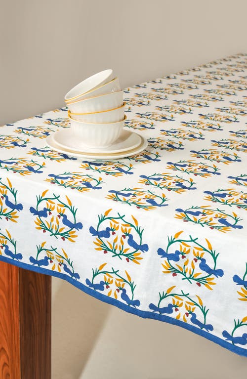 Tiramisu Print Cotton Tablecloth In White