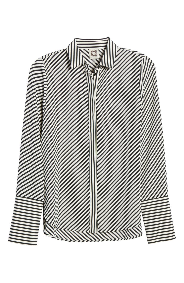 Anne Klein Stripe Extended Cuff Blouse, Alternate, color, 