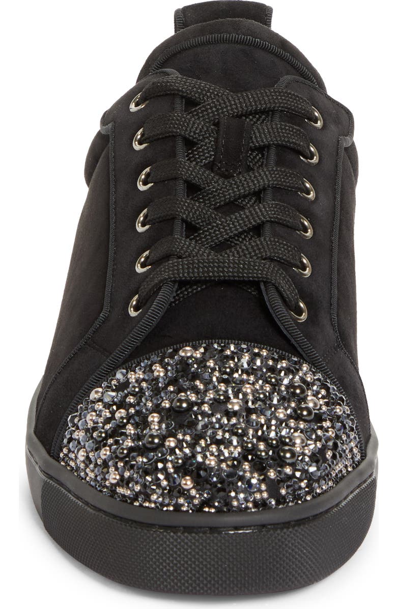 Christian Louboutin Louis Junior Embellished Cap Toe Sneaker, Alternate, color, Black