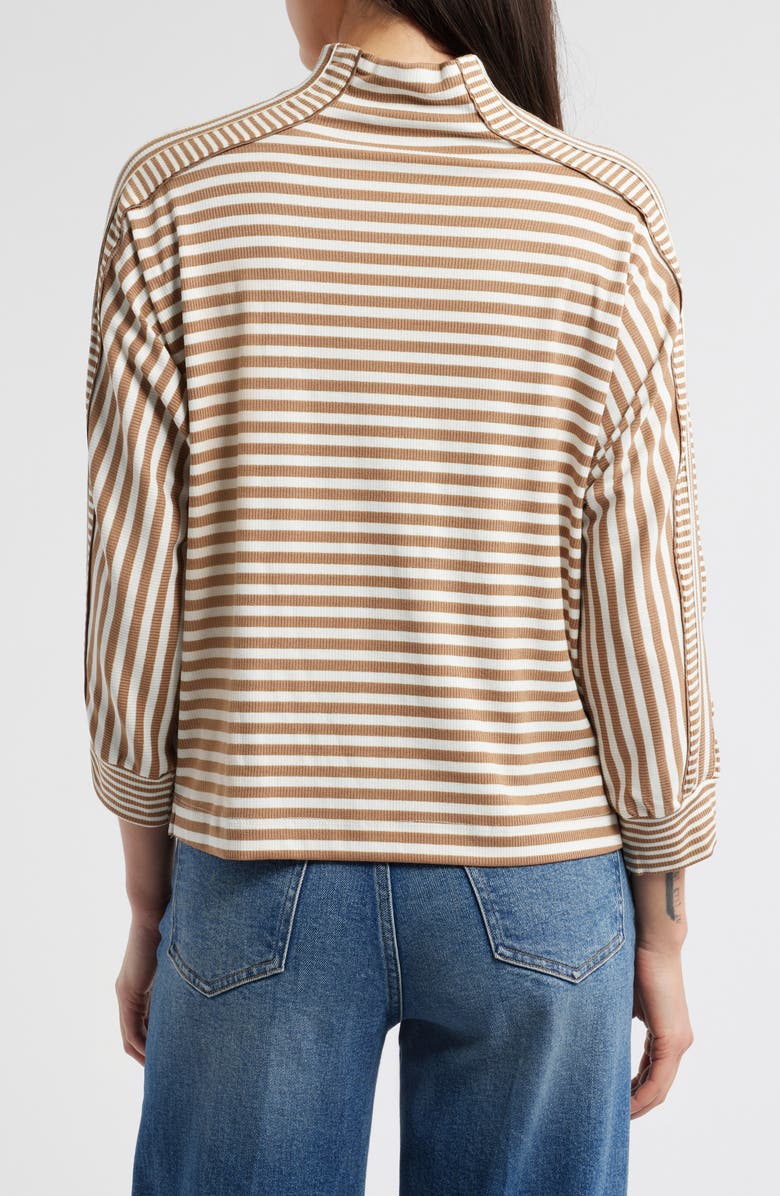 Wit 
Wisdom Stripe Mock Neck Rib Top, Alternate, color, Camel/ Off White
