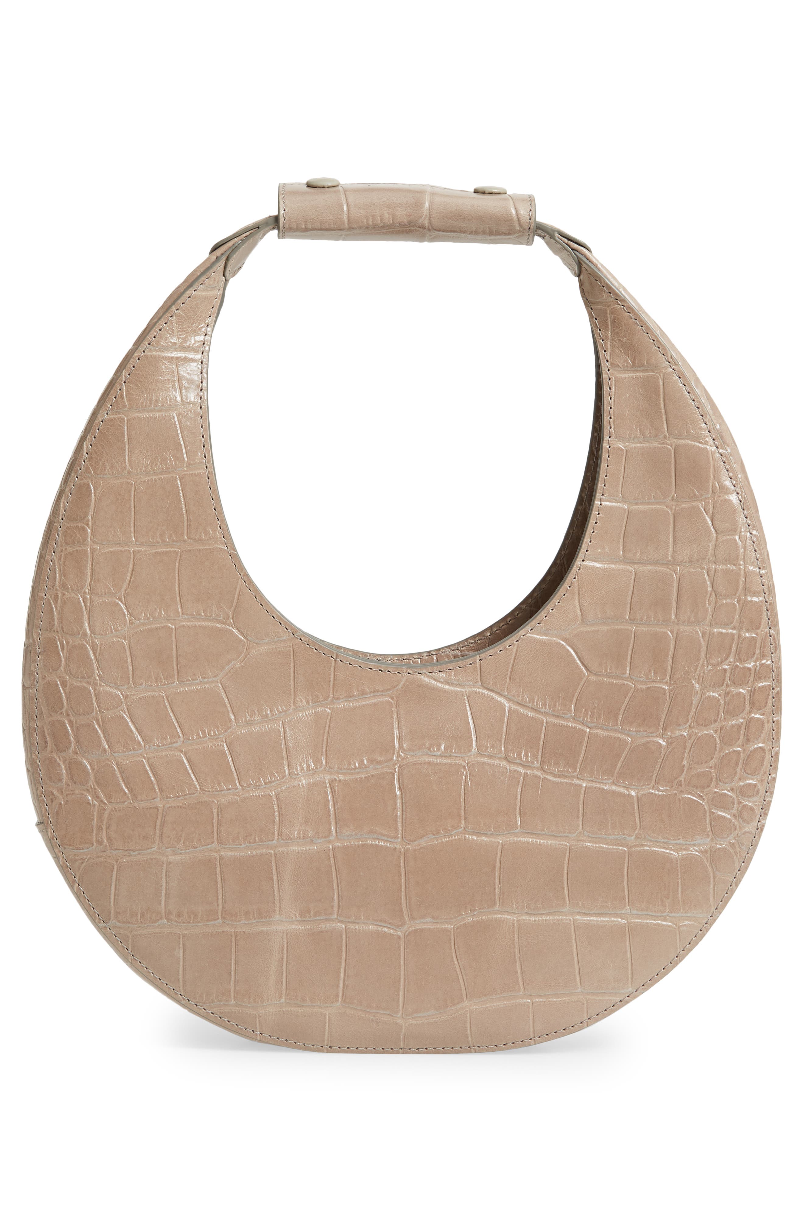 Leather Moon Bag, Alternate, color, FRENCH GREY